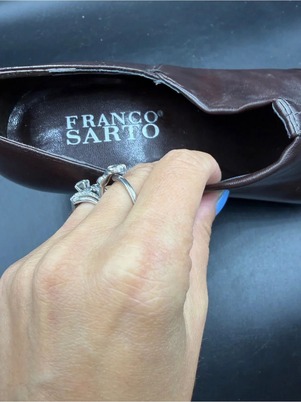 Franco Sarto Slip-On Dress Shoes in Dark Brown Leather